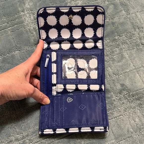 Vera Bradley Navy and White Quilted Wallet - Picture 2 of 5